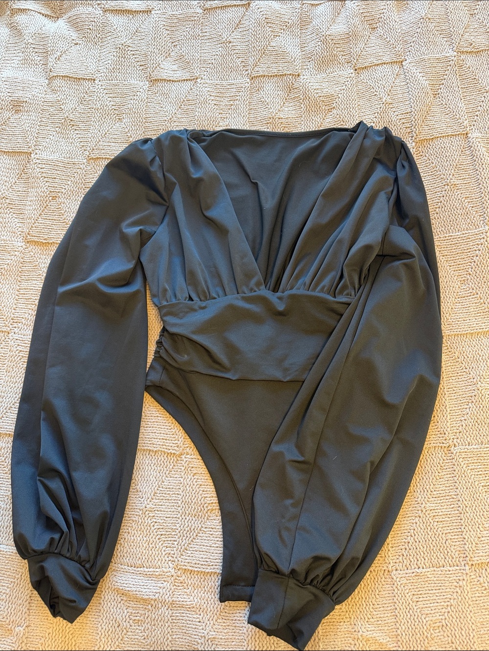 Kids Long Sleeve One-Piece Swimsuit in Dark Green